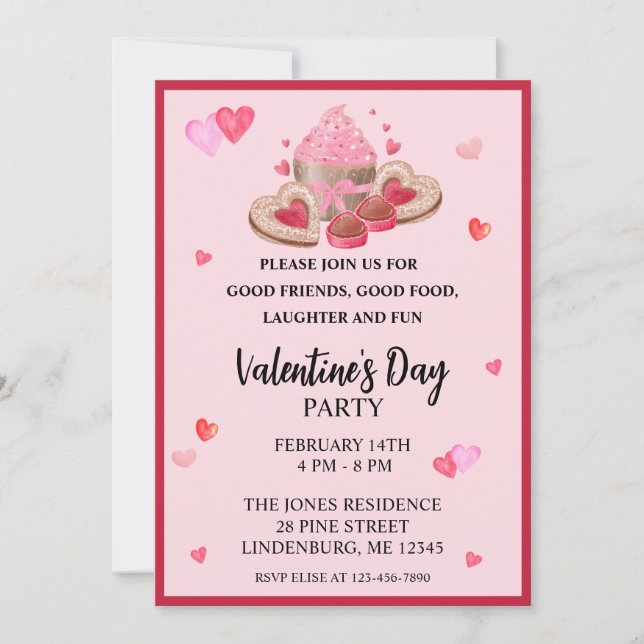 Valentineser Muffinsar, cookies och Sweets Party Inbjudningar (Framsida)