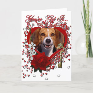 Valentineser - Nyckel till mitt hjärta - Beagle Helgkort