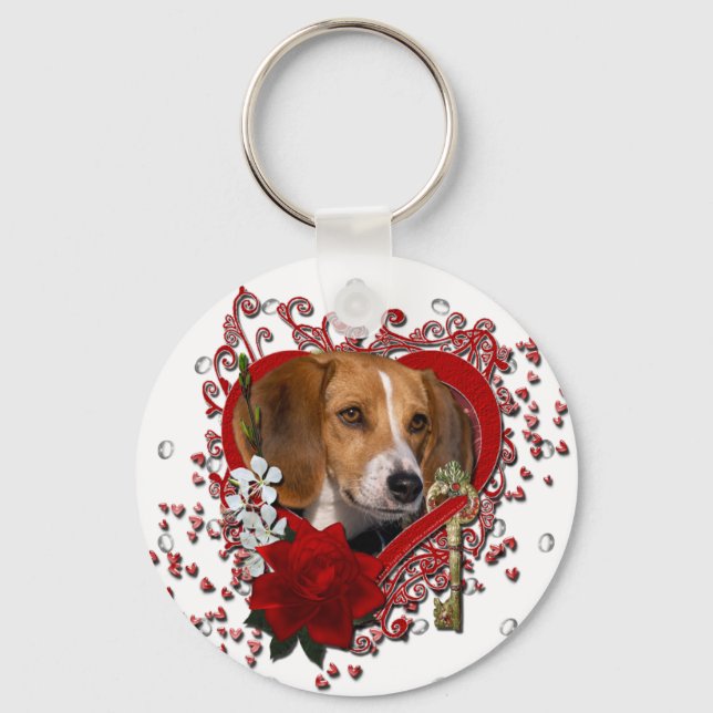 Valentineser - Nyckel till mitt hjärta - Beagle Nyckelring (Framsida)