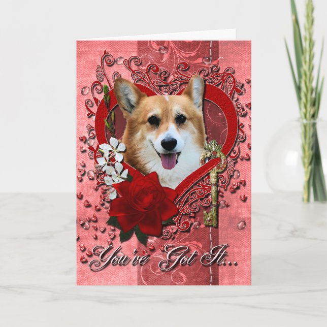 Valentineser - Nyckel till mitt hjärta - Corgi - O Helgkort (Framsida)