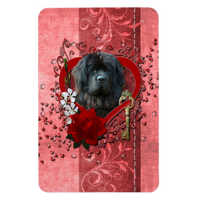 Valentineser - Nyckel till mitt hjärta - Newfoundl Magnet (Vertikal)
