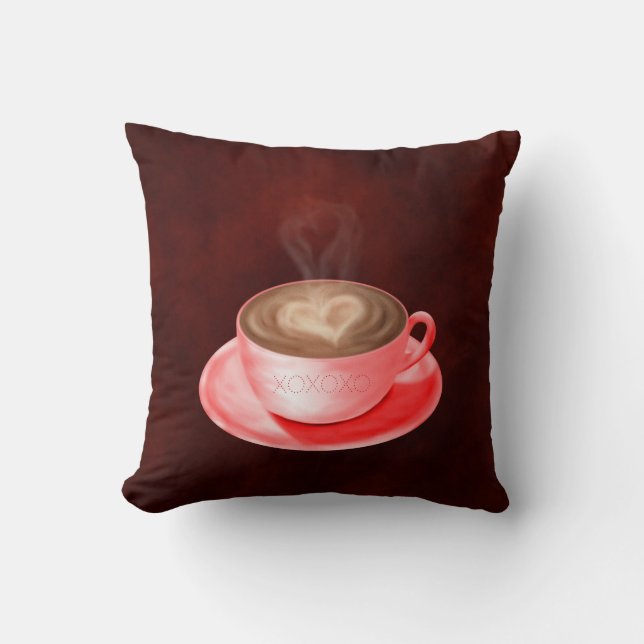 Valentineser och St. Patricks Day Cappuccino Art Kudde (Framsida)