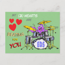 Valentineser Octopus Tecknad 3 Hearts Cust. Vykort