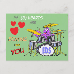 Valentineser Octopus Tecknad 3 Hearts Cust. Vykort
