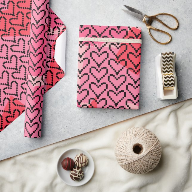 Valentineser Pixels Heart Presentpapper (Hantverk)