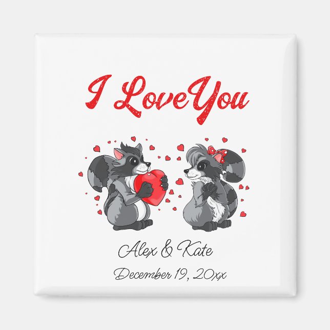 Valentineser Raccoon Greeting Card Magnet (Framsidan)
