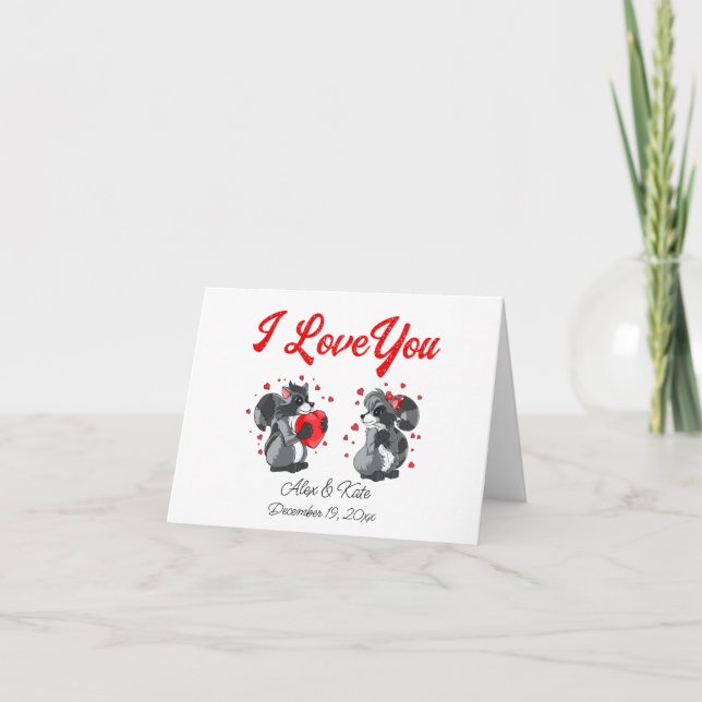 Valentineser Raccoon Greeting Card Tack Kort (Framsida)
