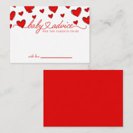 Valentineser Red Hearts Baby Shower Advice Card Rådkort