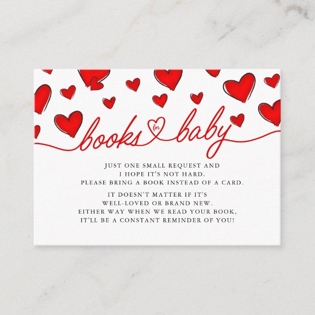 Valentineser Red Hearts Bokar för babyvykort Tilläggskort (Framsida)