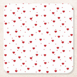Valentineser Red Hearts Mönster Underlägg Papper Kvadrat