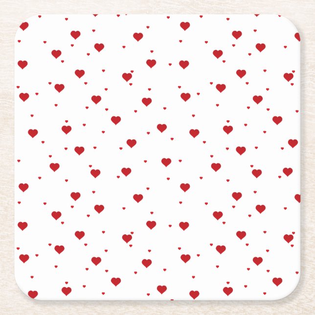 Valentineser Red Hearts Mönster Underlägg Papper Kvadrat (Framsidan)