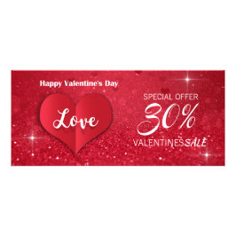 Valentineser Red Papper Heart Glitter - Rabattkort Reklamkort