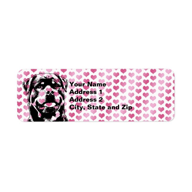 Valentineser - Rottweiler Silhouette Returadress Etikett (Framsidan)