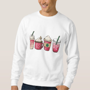 Valentineser som dricker kaffe Hjärtkvinnor Valent Lång Ärmad Tröja