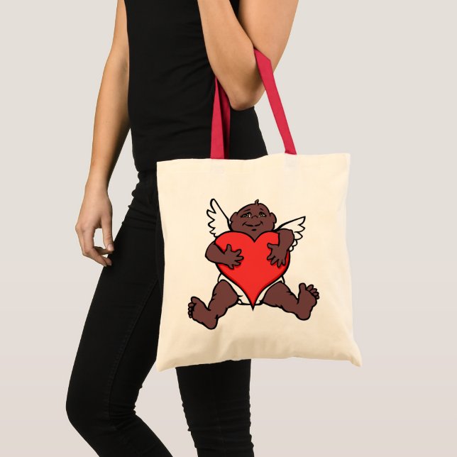 Valentineser Tote Bag African Cupid Anpassningsbar Tygkasse (Framsida (produkt))