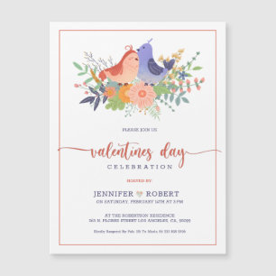 Valentineser, typografi och fåglar i kärlek inbjud