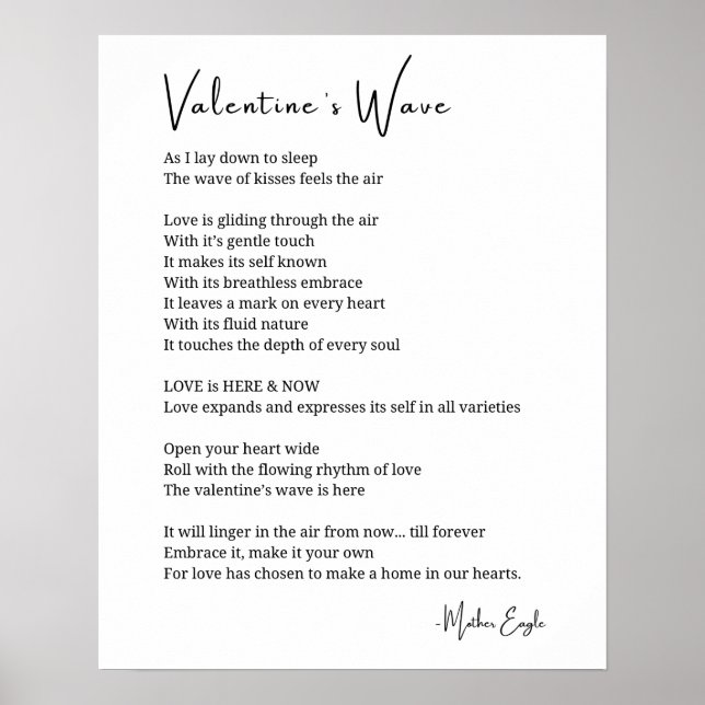 Valentineser wave kärlek dikt poster väggkonsdecor (Framsidan)
