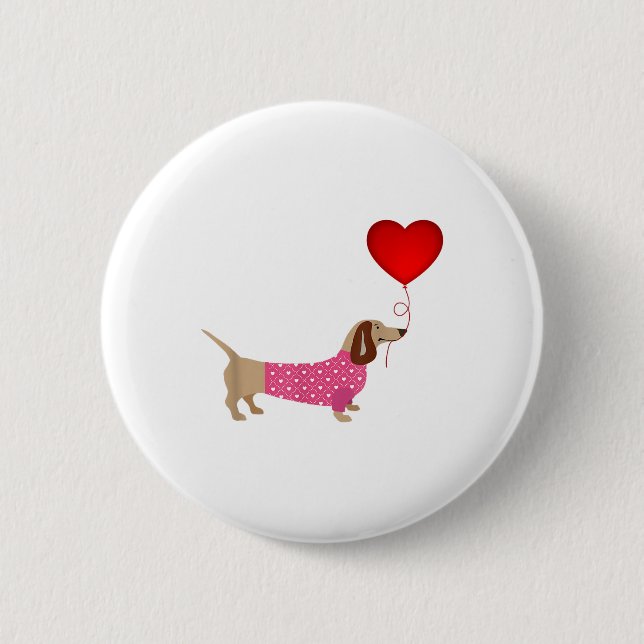 Valentineser Weiner Daschund Doxie i Hund Knapp (Framsida)