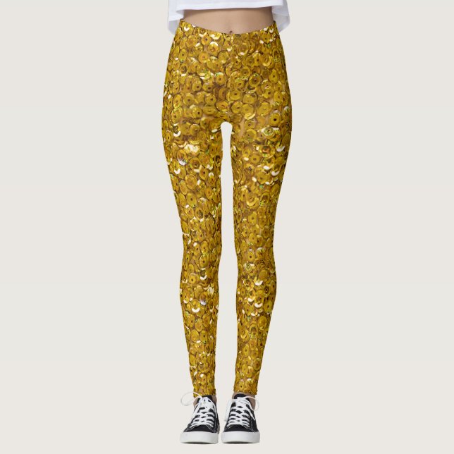 Valentineserna Gulden glitter gnistra Mönster Leggings (Framsida)