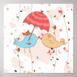 Valentineserna love birds Bröllop Poster