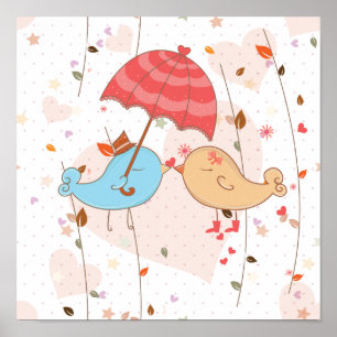 Valentineserna love birds Bröllop Poster