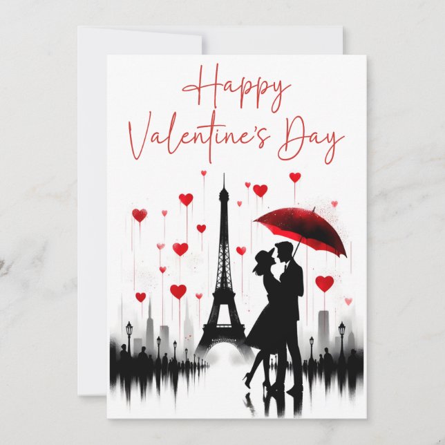 Valentineserna Paris Eiffel Torn Julkort (Framsida)