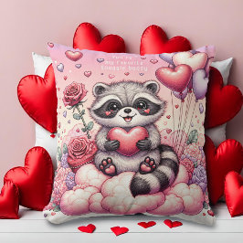 Valentineserna ro och Heart Raccoon Kudde