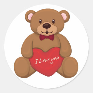 Valentinesernas Nalle Runt Klistermärke