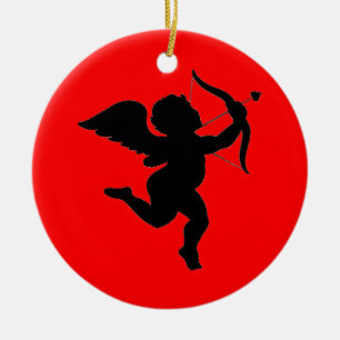 Valentiness Cupid Silhoutte för daggåva Julgransprydnad Keramik