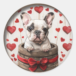 Valentiness Fransk Bulldog Runt Klistermärke