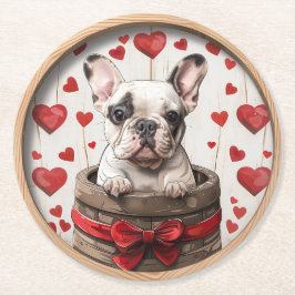 Valentiness Fransk Bulldog Underlägg Papper Rund
