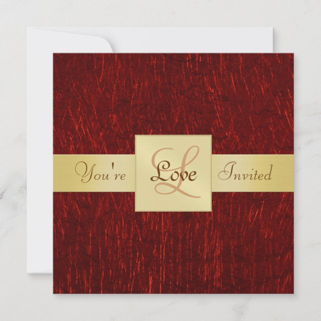Valentiness Red Metallic Guld Ribbon-inbjudan Inbjudningar (Framsida)