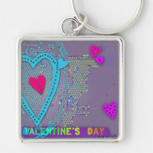 Valentinets högtalare, dagens nyckelkedja fyrkantig silverfärgad nyckelring