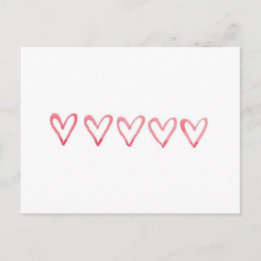 Valentinets vykort för vattenfärgshjärtor