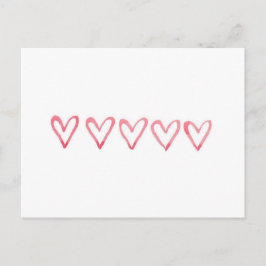 Valentinets vykort för vattenfärgshjärtor