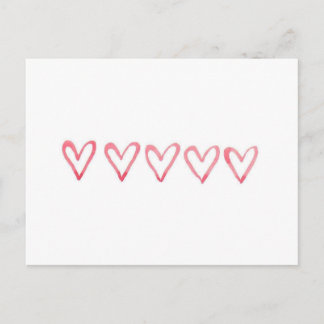 Valentinets vykort för vattenfärgshjärtor