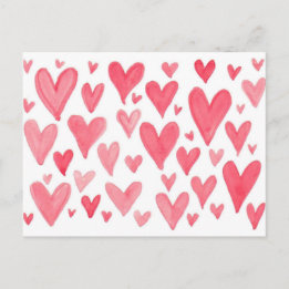 Valentinets vykort för vattenfärgshjärtor