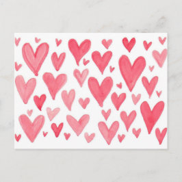 Valentinets vykort för vattenfärgshjärtor