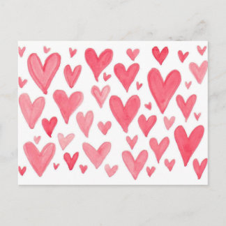Valentinets vykort för vattenfärgshjärtor