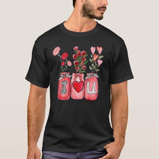 Valentineu2019s Day I Love You Retro Flower Wildfl T Shirt (Framsida)