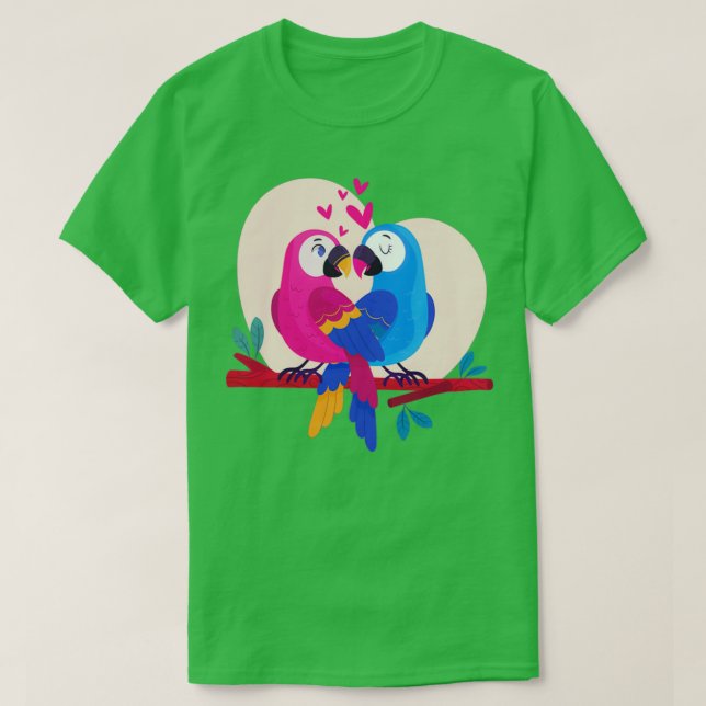 Valentinex27s Day Parrot par T Shirt (Design framsida)
