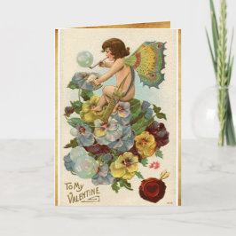 VALENTINFAIRY BLOWNING BUBBLES,PANSIES,VAX SEAL HELGKORT