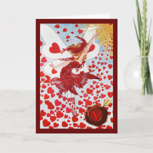 VALENTINFAIRY MED TROLLSPÖ,RED VAX SEAL MONOGRAM HELGKORT