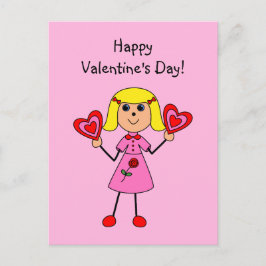 Valentinflickastick figur helg vykort