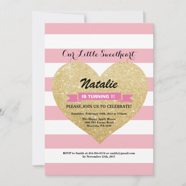 Valentinfödelsedag vår lite älskling inbjudningar (Framsida)