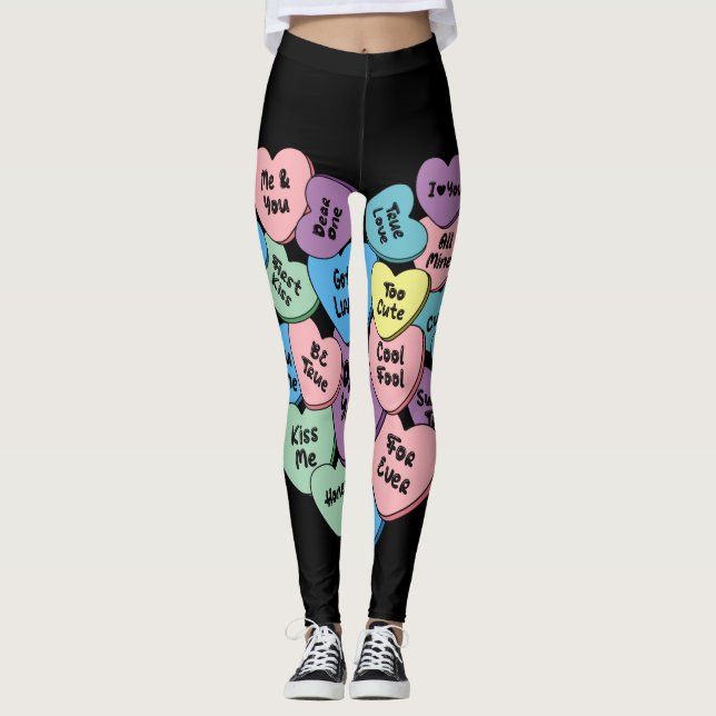 Valentingodis-hjärtan-konversation Leggings (Framsida)