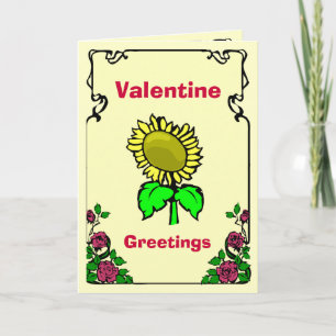 Valentinhälsningar, solros 1 helgkort