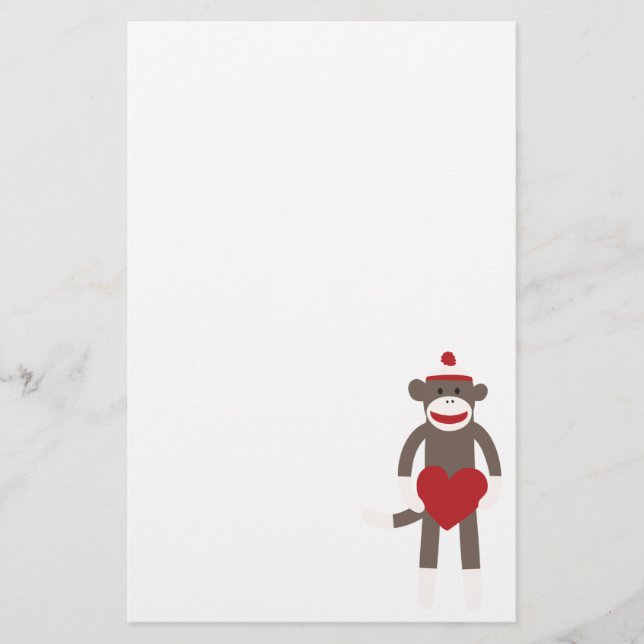 Valentinhjärtasock monkey brevpapper (Framsida)