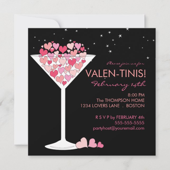 Valentini Martini Valentines day Party-inbjudan Inbjudningar (Framsida)