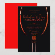 Valentininbjudan till QR-koden Vin och Dine